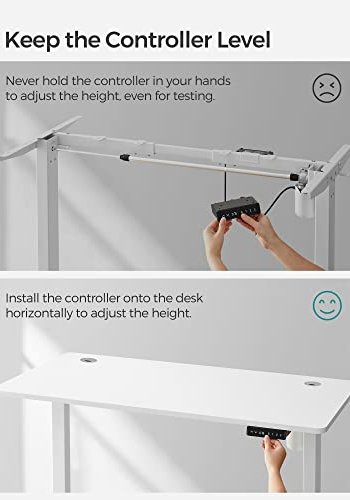 SONGMICS Hydejusterbart elektrisk skrivebord, bordramme, bordstativ, uten bordplate, med krok, trinnlst justerbar, minnefunksjon, stl, hvit LSD018W01