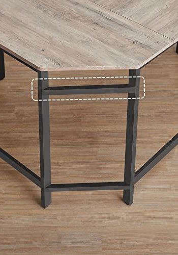 VASAGLE L-formet hjrnepult, m. 2 hyller - greige sponplater og sort stl