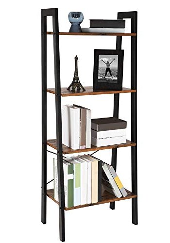 VASAGLE stigestativ, m. 4 hyller - rustikk brun sponplate og sort st�l