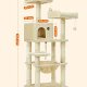 FEANDREA skrapestolpe, 5 niver, 2 plattformer, 1 hule, 2 pom-poms, 1 hengekye - beige plysj