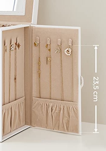 SONGMICS smykkeskrin, m. 6 lag, 5 skuffer, speil - hvit MDF