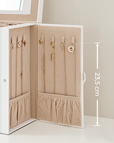 SONGMICS smykkeskrin, m. 6 lag, 5 skuffer, speil - hvit MDF