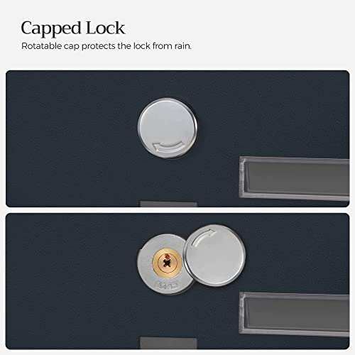 SONGMICS vegghengt postkasse, lukket ls, m. avisholder, navneskilt - antrasittgrtt stl