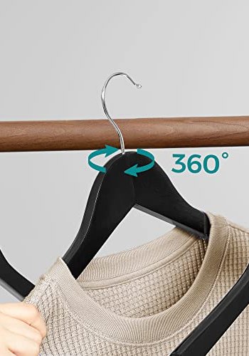 SONGMICS kleshenger, skulderhakk, sklisikker bussstang, 360° svingbar krok - svart lnnetre (sett med 10 stk)