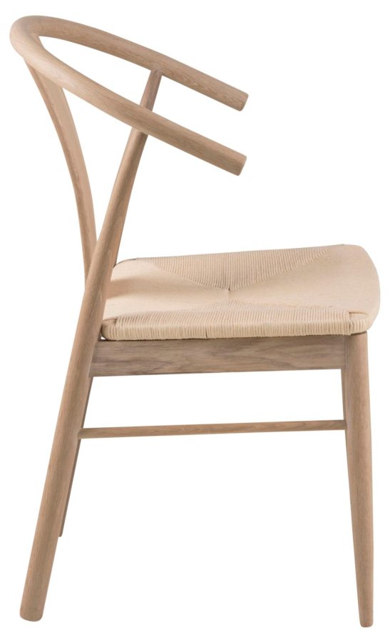 ACT NORDIC Janik matbordsstol, med armstöd - benvitt papper och vitpigmenterad ek