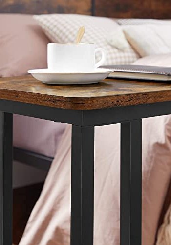 VASAGLE Beistelltisch mit Rollen – rustikale braune Spanplatte und schwarzer Stahl (50 x 35)