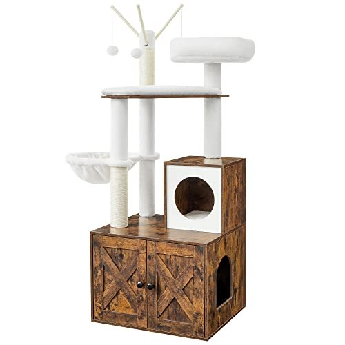 FEANDREA skrapestolpe, m. avfallsbrett, 3 plysj ballbarer, plattform, hule, stol - plysj/sisal/brunt tre