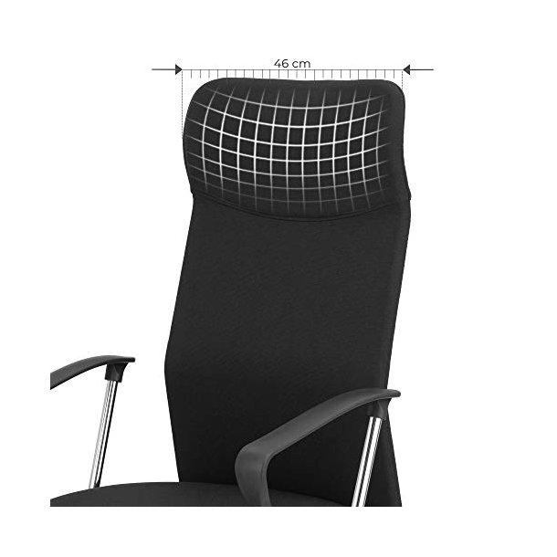 Kontorstol, m. arml�n, vippefunktion og justerbar h�jde  - sort polyester og st�l