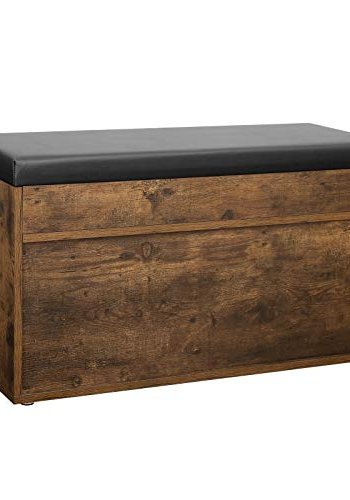 VASAGLE skoskab, m. hynde og 4 rum - sort stof og brun spånplade