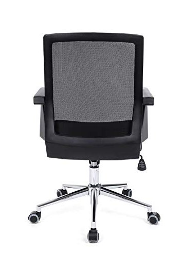 SONGMICS kontorstol, med justerbar hyde, armlener og hjul - sort polyester mesh