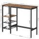 VASAGLE barbord, m. vinglassholder, flaskehyller, hylle - rustikk brun sponplate og sort stl (110x40)