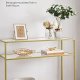 VASAGLE konsolbord, m. 1 hylde - hrdet glas og guld stl (100x35)