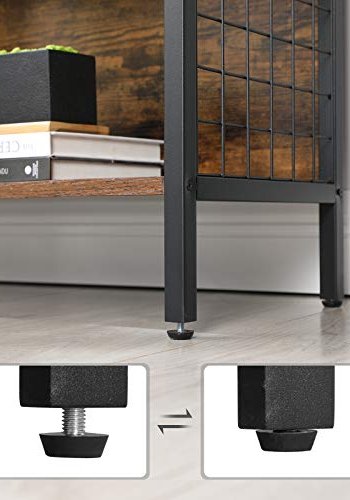 VASAGLE bokhylle, m. 4 S-kroker og 4 hyller - rustikk brun sponplate og sort stl