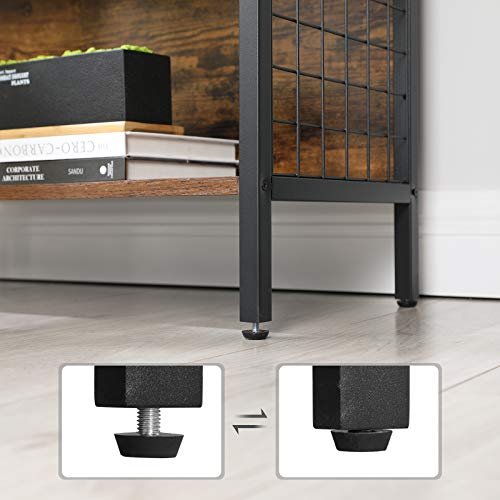 VASAGLE bokhylle, m. 4 S-kroker og 4 hyller - rustikk brun sponplate og sort stl