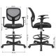 SONGMICS kontorstol, med armlener og justerbar hyde og fotsttte - sort plast og polyester mesh stoff