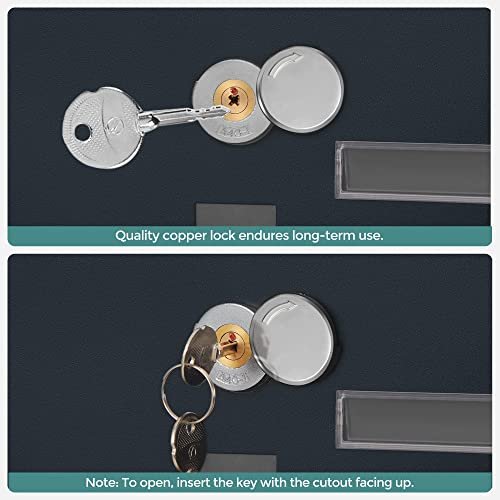 SONGMICS vegghengt postkasse, lukket ls, m. avisholder, navneskilt - antrasittgrtt stl