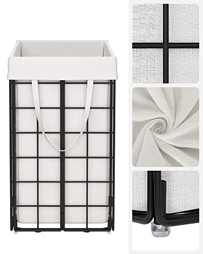 SONGMICS skittentyskurv, sammenleggbar, med avtagbar vaskbar pose - hvitt stoff og svart stl
