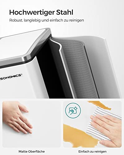 SONGMICS avfallsbeholder, 3-roms pedalbeholder, soft close lokk, innvendige plastbeholdere, hndtak - hvitt stl
