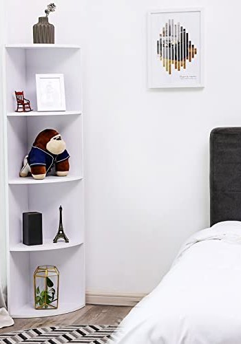 VASAGLE hjrne bokhylle, m. 4 rom - hvit sponplate