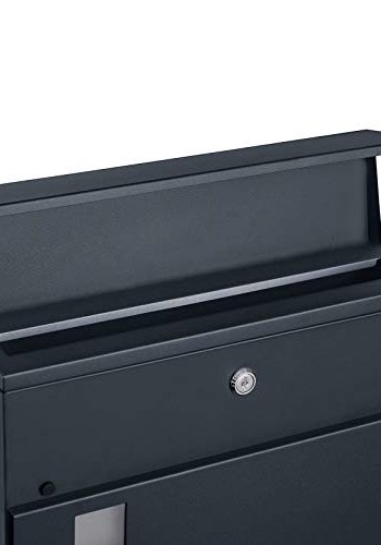 SONGMICS vegghengt postkasse, lsbar, med avisholder - antrasittgr galvanisert stl