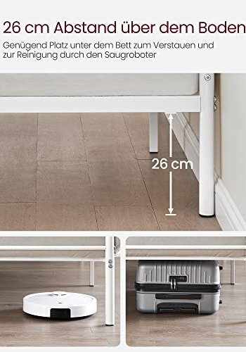 VASAGLE sengeramme, med sengegavl - hvit stl (140x190)