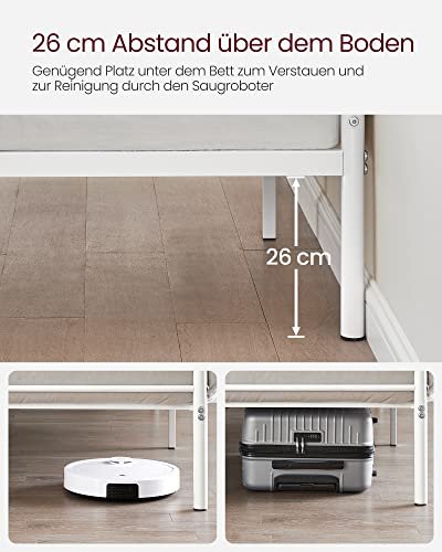 VASAGLE sengeramme, med sengegavl - hvit stl (140x190)