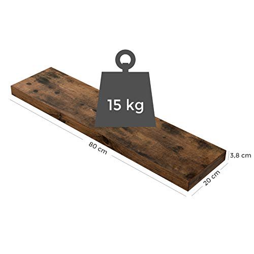 VASAGLE flytende hylle, rektangulr - brun MDF (L:80cm)