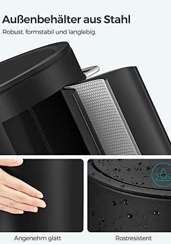 SONGMICS pedalbtte, med innvendig plastbtte - svart plast og sort stl