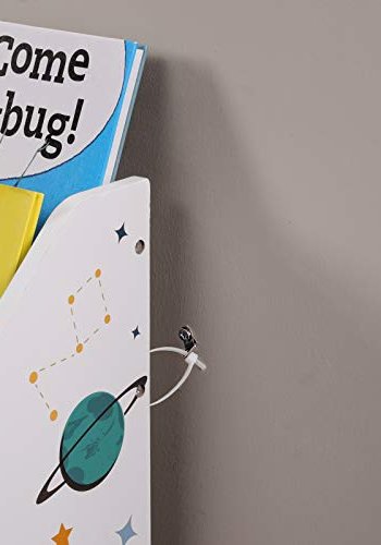 SONGMICS barnebokhylle, m. 3 hyller, flyttbar oppbevaringsboks, hjul - hvit og flerfarget MDF/sponplate