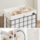 SONGMICS skittentyskurv, sammenleggbar, med avtagbar vaskbar pose - hvitt stoff og svart stl