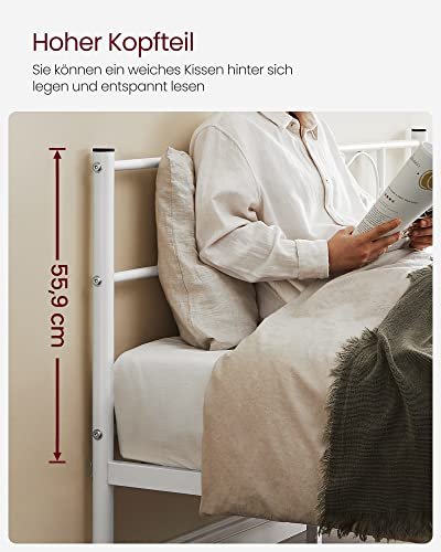 VASAGLE sengeramme, med sengegavl - hvit stl (140x190)