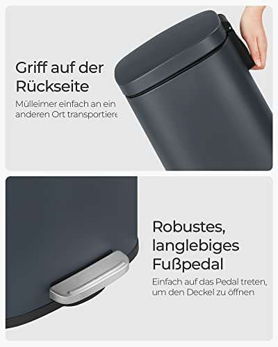 SONGMICS avfallsbeholder, med innvendig plastbeholder, lokk, soft close, luktkontroll - rykgr stl