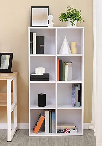 VASAGLE bokhylle, m. 8 rom - hvit sponplate