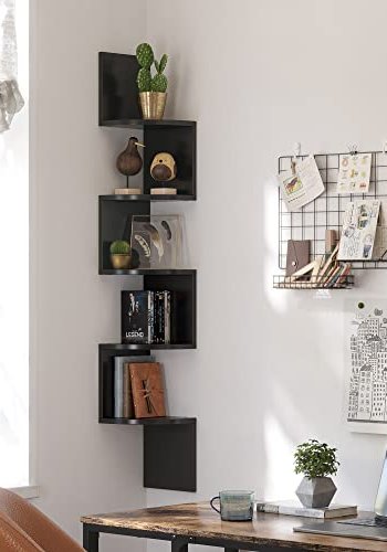 VASAGLE hjrne vegghylle - sort sponplate