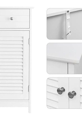 VASAGLE baderomsskap, m. 2 sprossedrer, 1 justerbar hylle og 1 skuff - hvit MDF