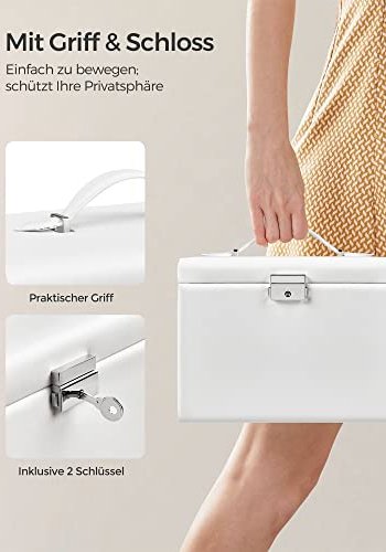 SONGMICS smykkeskrin, 4 lag, lsbar smykkeboks med skuffer, flyelsfôr ? hvit 