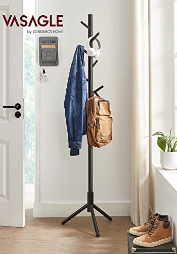 VASAGLE stum tjener, m. 8 kroker - svart tre