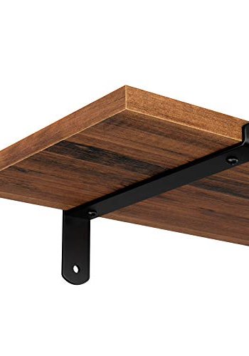 SONGMICS Vägghyllor, 2 st, 60 x 20 x 7 cm, flytande hyllor, dekorativa hyllor, retrostil, för sovrum vardagsrum kök hall, maxkapacitet 15 kg vardera, MDF brun och svart LWS04NB