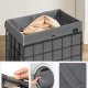 SONGMICS skittentyskurv, sammenleggbar, med avtagbar vaskbar pose - grtt stoff og svart stl