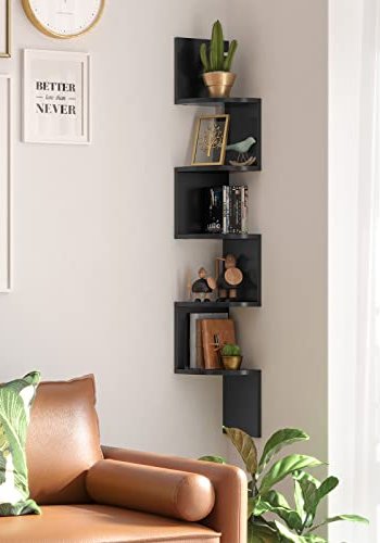 VASAGLE hjrne vegghylle - sort sponplate