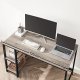 VASAGLE skrivebord, m. 2 hyller - greige sponplater og sort stl (120x60)