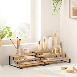 Krydderihylde, 3-lags udtrksbar, stabelbar - natur bambus og sort stl (st med 2)