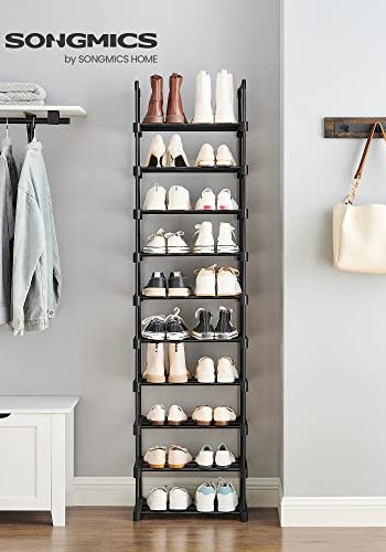 SONGMICS skohylle, m. 10 hyller - svart jern