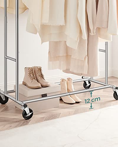 SONGMICS Heavy Duty klesstativ, m. 2 justerbare hengestenger, hydejusterbare, hjul - slvjern