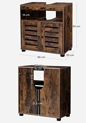 VASAGLE baderomsunderskap for vask, m. 2 lukkedrer, 1 justerbar hylle, 1 rom - brun sponplate