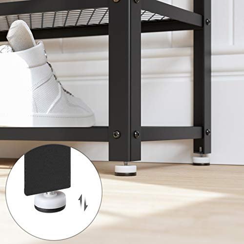 VASAGLE Schuhregal, mit 2 Gitterböden – braune Spanplatte und schwarzer Stahl