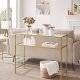 VASAGLE konsolbord, m. 1 hylde - hrdet glas og guld stl (100x35)