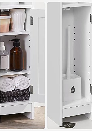 VASAGLE baderomsskap, m. 1 dr og 3 hyller - hvit MDF