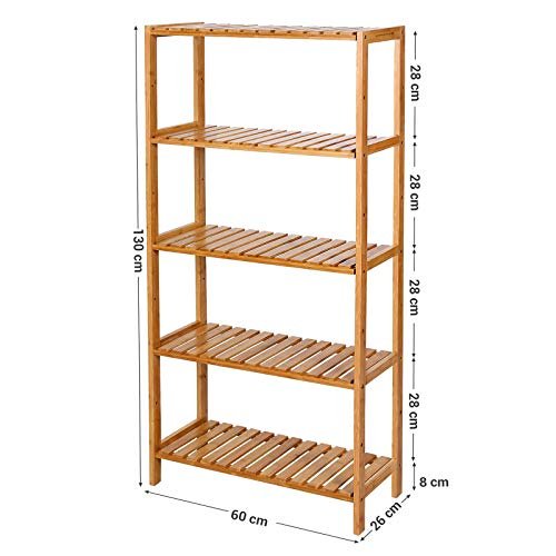 SONGMICS hylle, m. 5 hyller - naturlig bambus