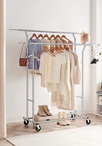 SONGMICS Heavy Duty klesstativ, m. 2 justerbare hengestenger, hydejusterbare, hjul - slvjern